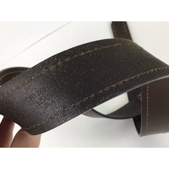 Genuine Dickies Brand Men’s Brown Leather Belt Size 36 Double Stitched EUC - Picture 2 of 6